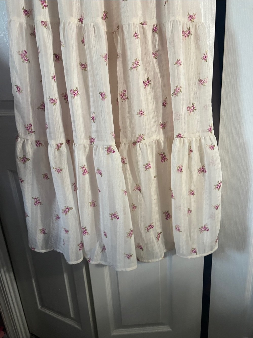 Trixxi Cream Maxi Dress with Pink Floral Print - Picture 3 of 12